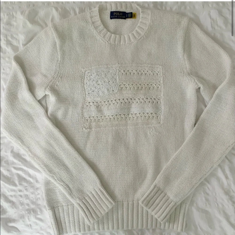 New Ralph Lauren American Flag White Sweater - Picture 2 of 12